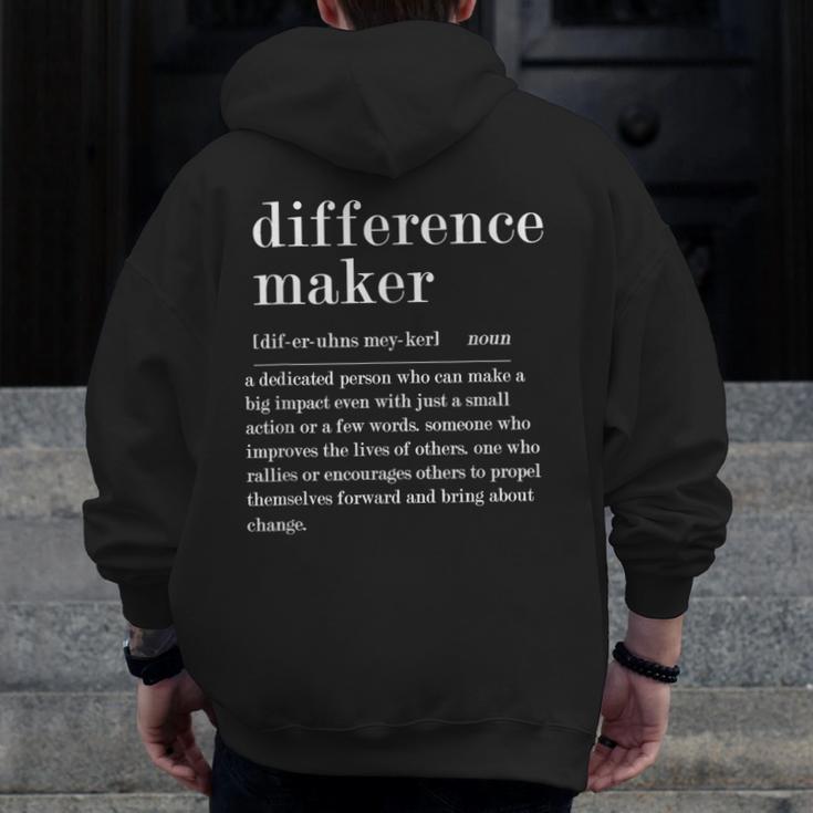 Difference Maker Definition Best Friend Teacher Life Men Zip Up Hoodie Back Print, Friend Gifts, Couple Gifts, funny design