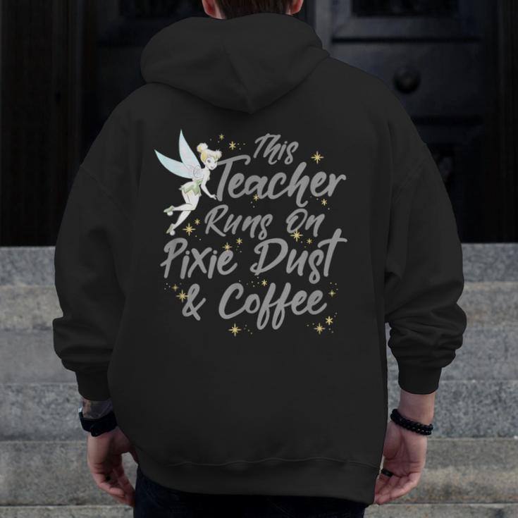 Disney Peter Pan Tinkerbell Teacher Pixie Dust And Coffee Men Zip Up Hoodie Back Print, funny design
