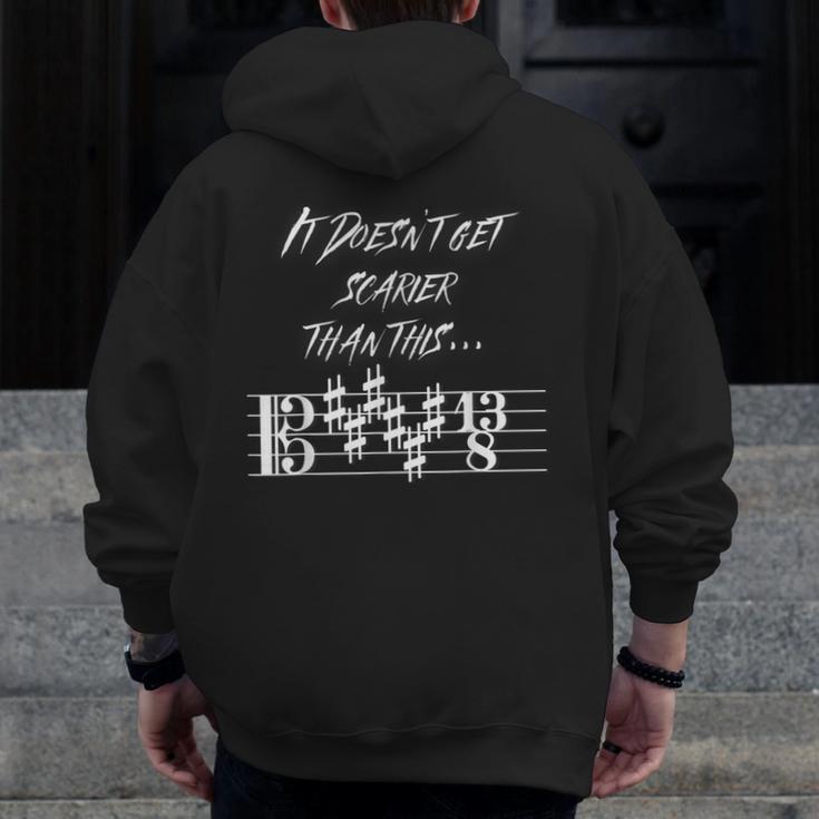 It Doesn't Get Scarier Halloween Music Teacher Costume For Men Women Men Zip Up Hoodie Back Print, funny design