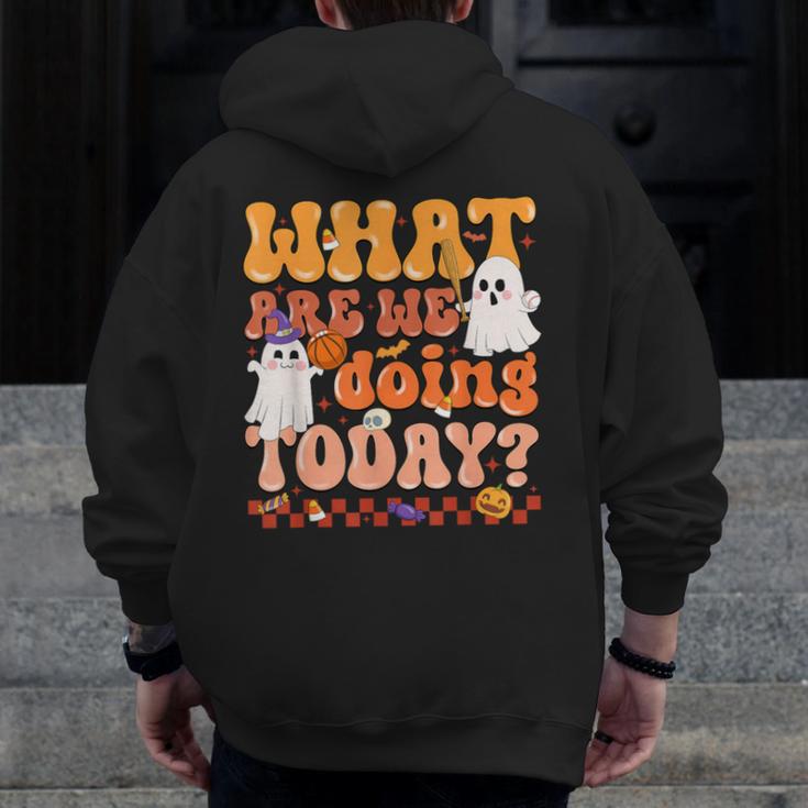 What Are We Doing Today Halloween PE Spooky Teacher Men Zip Up Hoodie Back Print, Pe Teacher Gifts, funny design