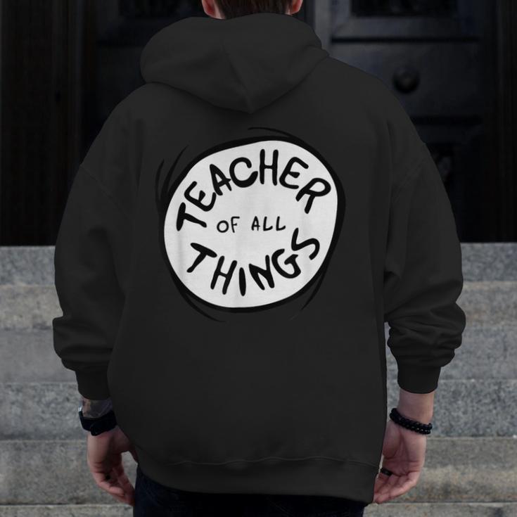 Dr Seuss Teacher Of All Things Red Emblem Men Zip Up Hoodie Back Print, funny design