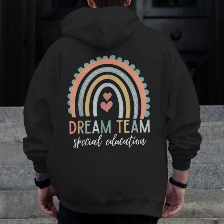 Dream Team Special Education Teacher ED SPED Squad Rainbow Men Zip Up Hoodie Back Print, funny design