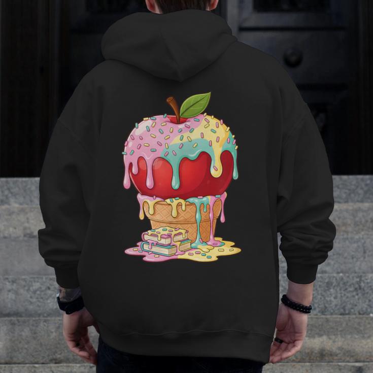 Dripping Apple Ice Cream Cone Cute Teacher Appreciation Men Zip Up Hoodie Back Print, funny design Dripping Apple Ice Cream Cone Cute Teacher Appreciation Men Zip Up Hoodie Back Print, funny design