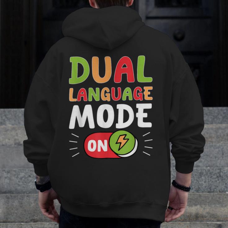 Dual Language Teacher Bilingual Teacher Men Zip Up Hoodie Back Print, funny design