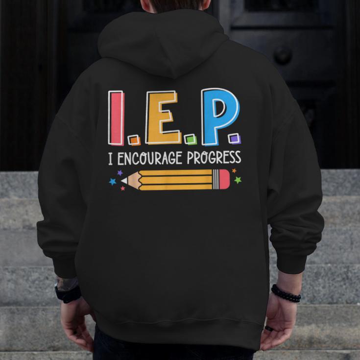 I E P I Encourage Progress Special Education Teacher Men Zip Up Hoodie Back Print, funny design I E P I Encourage Progress Special Education Teacher Men Zip Up Hoodie Back Print, funny design