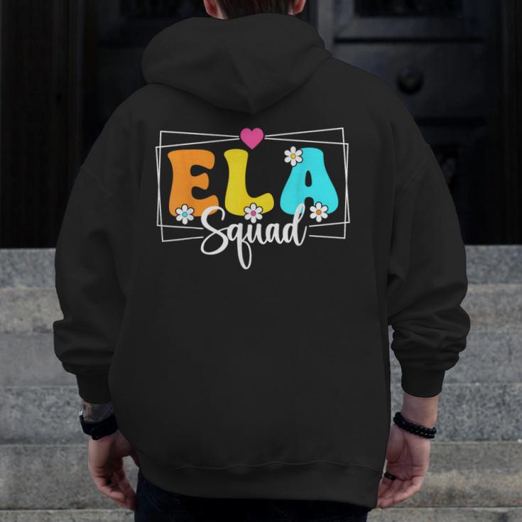 ELA Squad Teacher Back To School English Language Arts Men Zip Up Hoodie Back Print, English Teacher Gifts, funny design