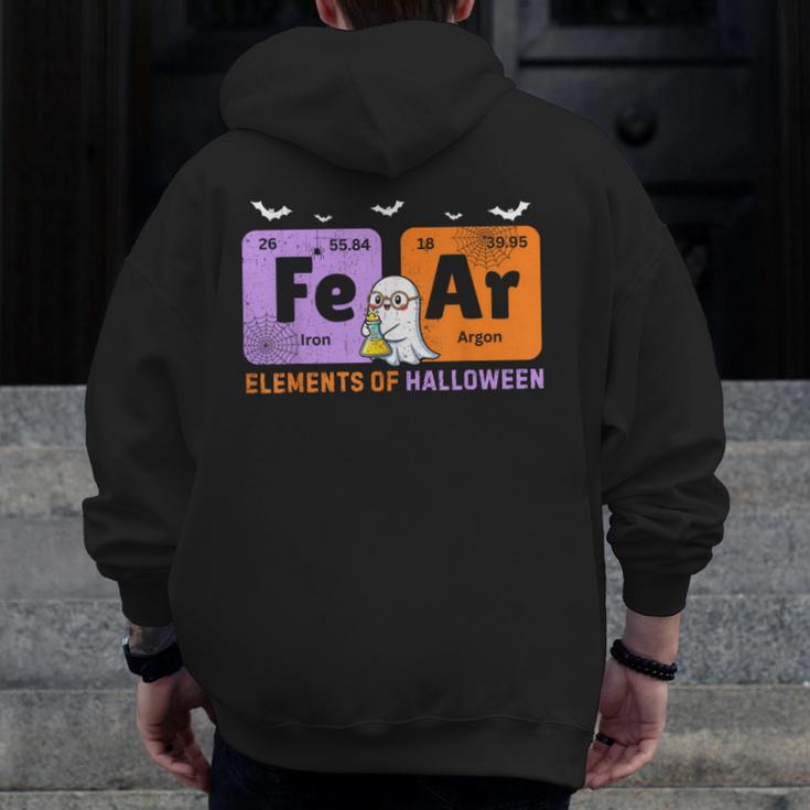 Elements Of Halloween Fear Periodically Chemistry Teacher Men Zip Up Hoodie Back Print, funny design