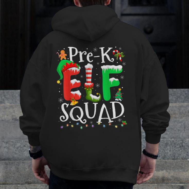 Elf Squad Pre-k Teacher Christmas Child Xmas Men Zip Up Hoodie Back Print, funny design Elf Squad Pre-k Teacher Christmas Child Xmas Men Zip Up Hoodie Back Print, funny design
