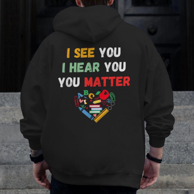 Emotional Intelligence Quote For School Counselor Teacher Men Zip Up Hoodie Back Print, funny design