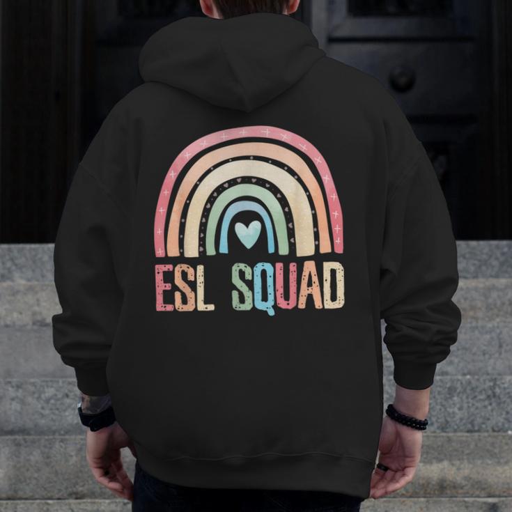 ESL Squad Teacher Crew Team Back To School English Rainbow Men Zip Up Hoodie Back Print, Esl Teacher Gifts, English Teacher Gifts, funny design ESL Squad Teacher Crew Team Back To School English Rainbow Men Zip Up Hoodie Back Print, Esl Teacher Gifts, English Teacher Gifts, funny design