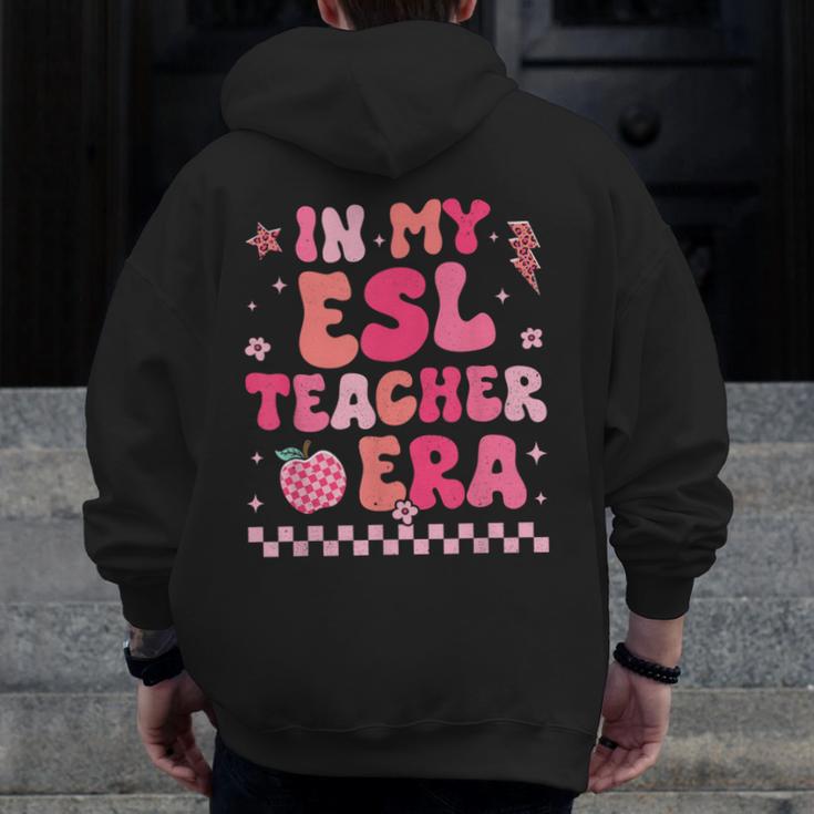 In My Esl Teacher Era Back To School ESL Teacher Groovy Men Zip Up Hoodie Back Print, Esl Teacher Gifts, Groovy Teacher Gifts, funny design In My Esl Teacher Era Back To School ESL Teacher Groovy Men Zip Up Hoodie Back Print, Esl Teacher Gifts, Groovy Teacher Gifts, funny design
