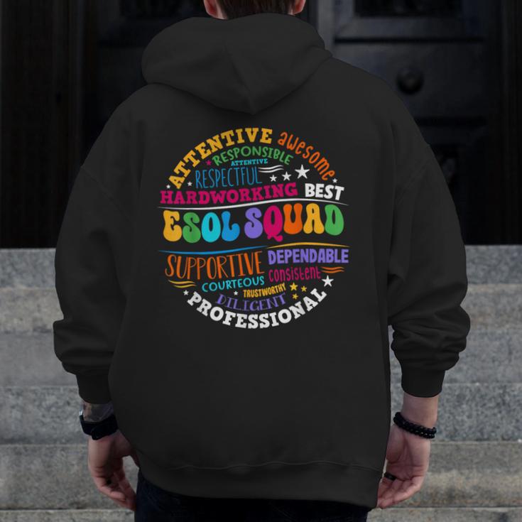ESOL Squad Teachers And Students Team Back To School Men Zip Up Hoodie Back Print, funny design