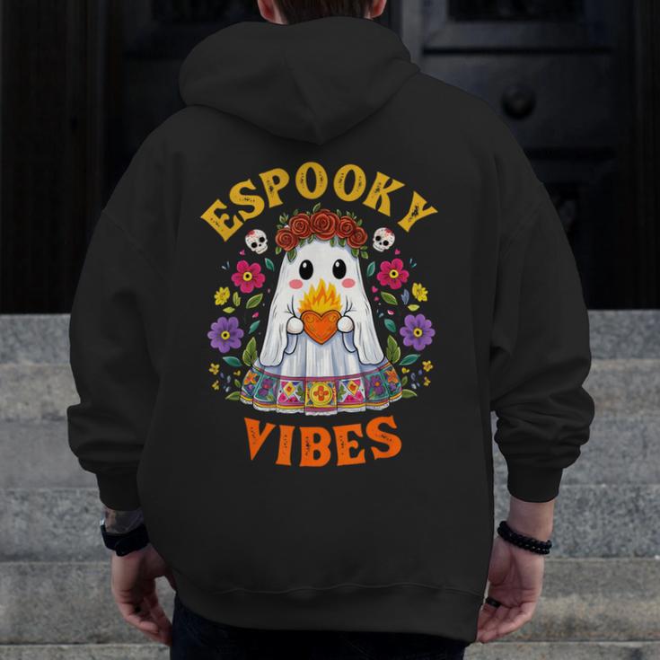 Espooky Vibes Spanish Mexican Halloween Ghost Teachers Men Zip Up Hoodie Back Print, funny design Espooky Vibes Spanish Mexican Halloween Ghost Teachers Men Zip Up Hoodie Back Print, funny design