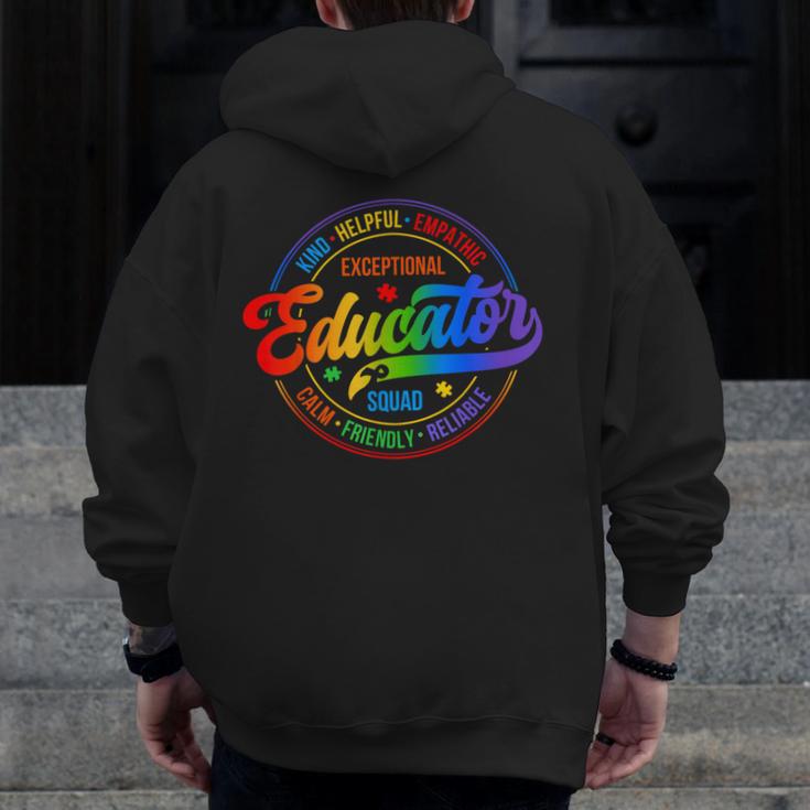 Exceptional Educator Squad Special Education Teacher Autism Men Zip Up Hoodie Back Print, funny design