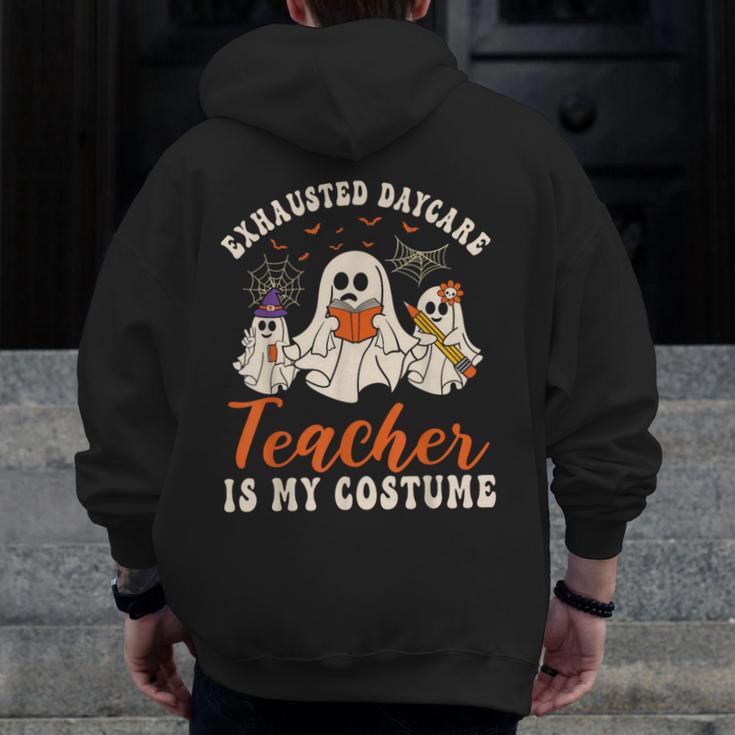 Exhausted Daycare Teacher Is My Costume Halloween Ghost Fun For Men Women Men Zip Up Hoodie Back Print, funny design Exhausted Daycare Teacher Is My Costume Halloween Ghost Fun For Men Women Men Zip Up Hoodie Back Print, funny design