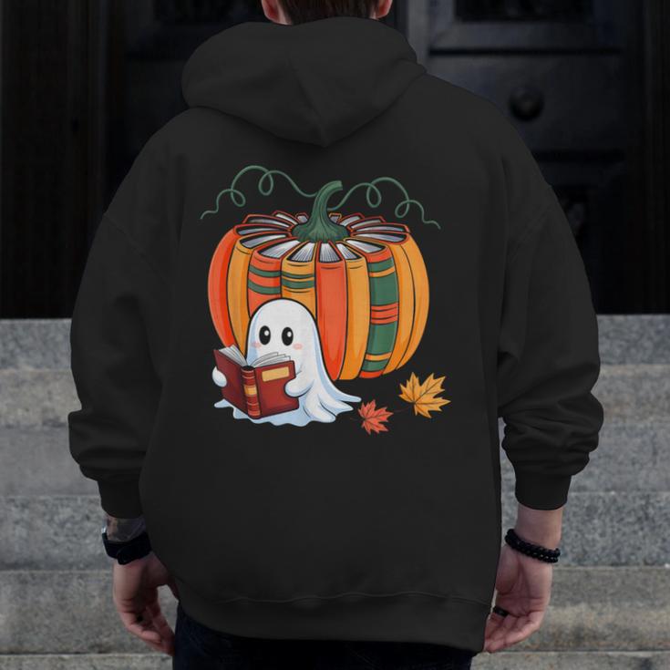 Fall Book Pumpkin Ghost Reading Books Halloween Teacher Men Zip Up Hoodie Back Print, funny design Fall Book Pumpkin Ghost Reading Books Halloween Teacher Men Zip Up Hoodie Back Print, funny design