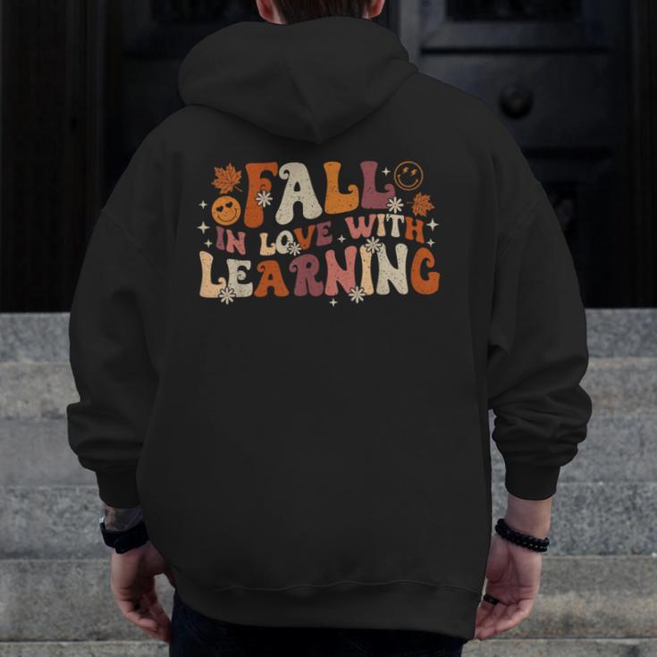 Fall In Love With Learning Autum Thanksgiving Teacher Kids Men Zip Up Hoodie Back Print, funny design Fall In Love With Learning Autum Thanksgiving Teacher Kids Men Zip Up Hoodie Back Print, funny design