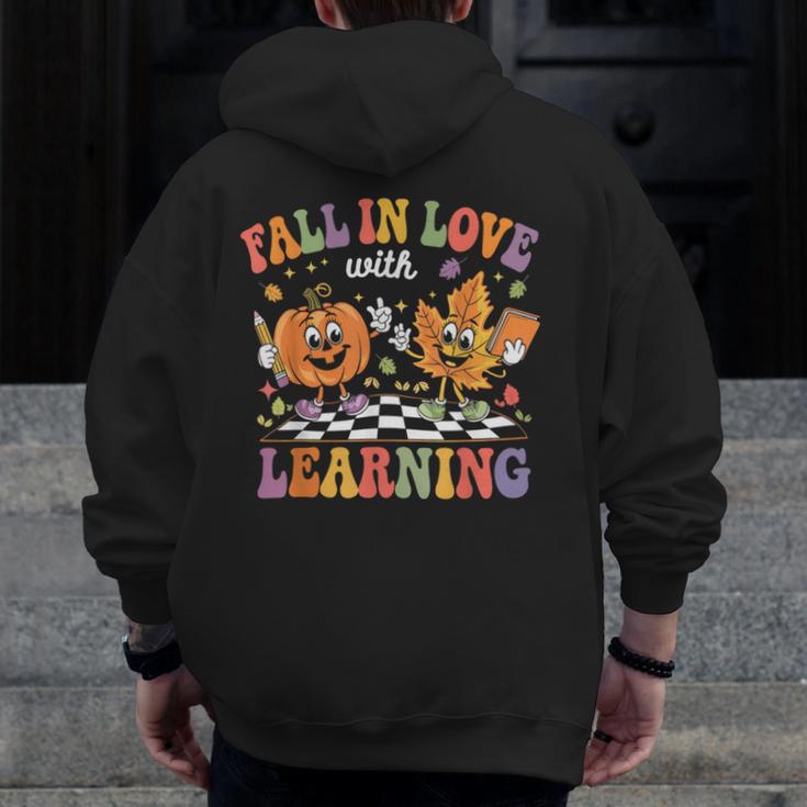 Fall In Love With Learning Autumn Fall Season Teacher Men Zip Up Hoodie Back Print, funny design Fall In Love With Learning Autumn Fall Season Teacher Men Zip Up Hoodie Back Print, funny design