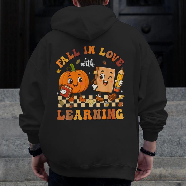 Fall In Love With Reading Book Autumn Pumpkins And Teachers Men Zip Up Hoodie Back Print, funny design Fall In Love With Reading Book Autumn Pumpkins And Teachers Men Zip Up Hoodie Back Print, funny design