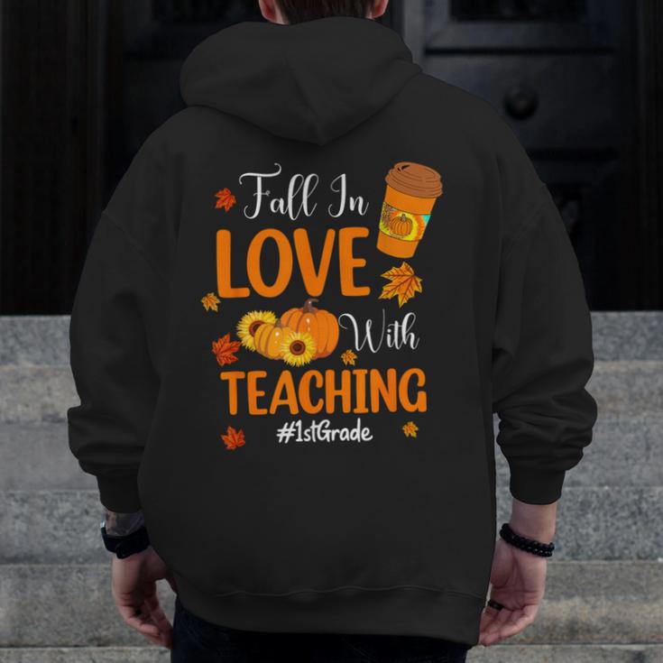Fall In Love With Teaching 1st Grade Teacher Thanksgiving For Men Women Girls Kids Men Zip Up Hoodie Back Print, funny design Fall In Love With Teaching 1st Grade Teacher Thanksgiving For Men Women Girls Kids Men Zip Up Hoodie Back Print, funny design