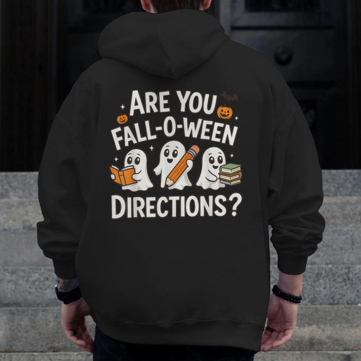 Are You Fall O Ween Directions Halloween Teacher Ghosts Men Zip Up Hoodie Back Print, funny design Are You Fall O Ween Directions Halloween Teacher Ghosts Men Zip Up Hoodie Back Print, funny design
