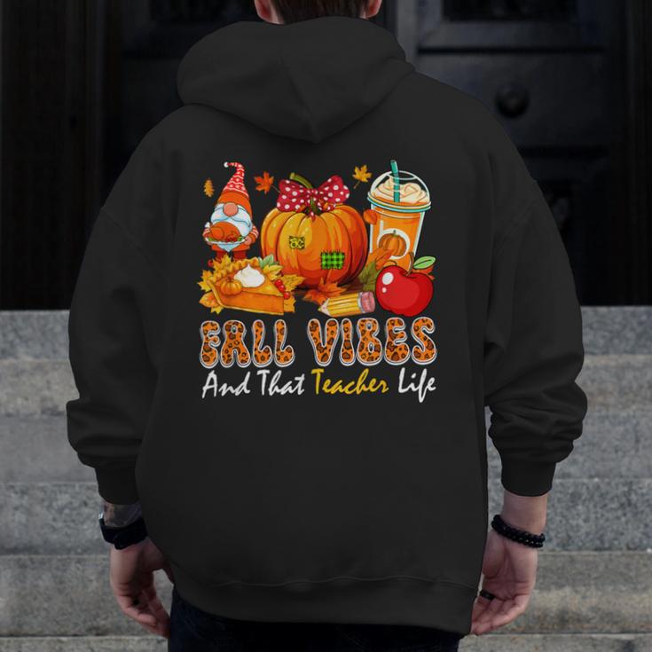 Fall Vibes Costume Teacher Thanksgiving Leopard Gnome Men Zip Up Hoodie Back Print, funny design Fall Vibes Costume Teacher Thanksgiving Leopard Gnome Men Zip Up Hoodie Back Print, funny design