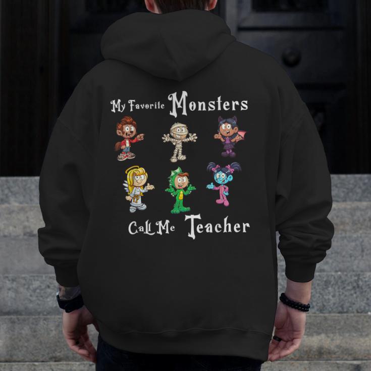 My Favorite Monsters Call Me Teacher Thank Mummy Vampire Bat Men Zip Up Hoodie Back Print, funny design My Favorite Monsters Call Me Teacher Thank Mummy Vampire Bat Men Zip Up Hoodie Back Print, funny design