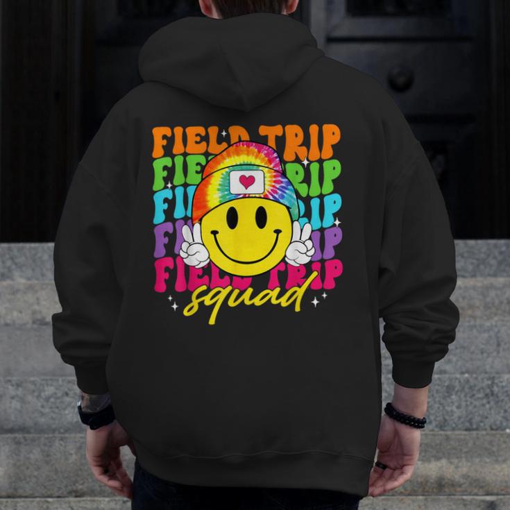 Field Trip Squad Groovy Field Day Smile Face Teacher Tie Dye Men Zip Up Hoodie Back Print, Groovy Teacher Gifts, funny design Field Trip Squad Groovy Field Day Smile Face Teacher Tie Dye Men Zip Up Hoodie Back Print, Groovy Teacher Gifts, funny design