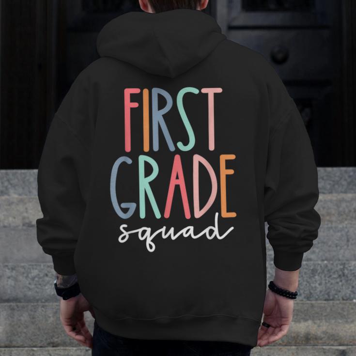 First Grade Squad 1st Grade Teacher Crew Back To School Team Men Zip Up Hoodie Back Print, First Grade Teacher Gifts, funny design