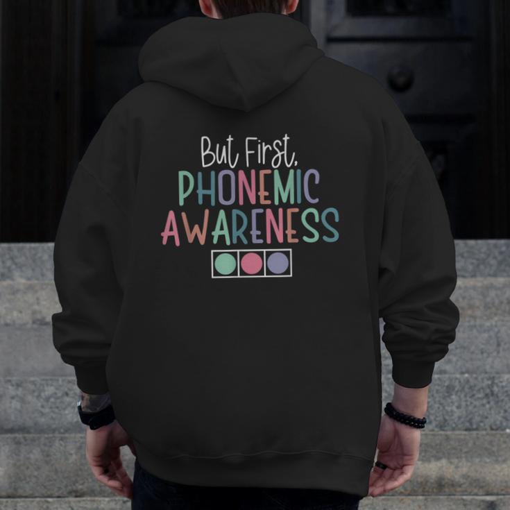 But First Phonemic Awareness Reading Teacher Interventionist Men Zip Up Hoodie Back Print, funny design But First Phonemic Awareness Reading Teacher Interventionist Men Zip Up Hoodie Back Print, funny design