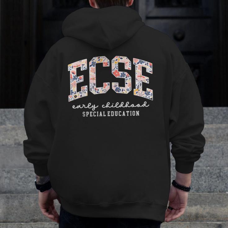 Floral ECSE Early Childhood Special Education SPED Teacher Men Zip Up Hoodie Back Print, funny design