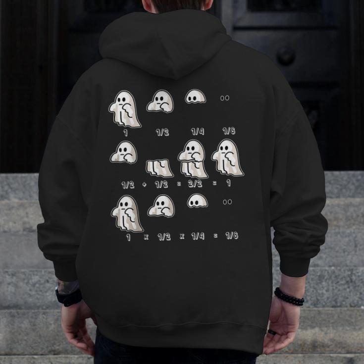 Fractions Math Teacher Ghost Math Halloween Humorous Men Zip Up Hoodie Back Print, funny design Fractions Math Teacher Ghost Math Halloween Humorous Men Zip Up Hoodie Back Print, funny design