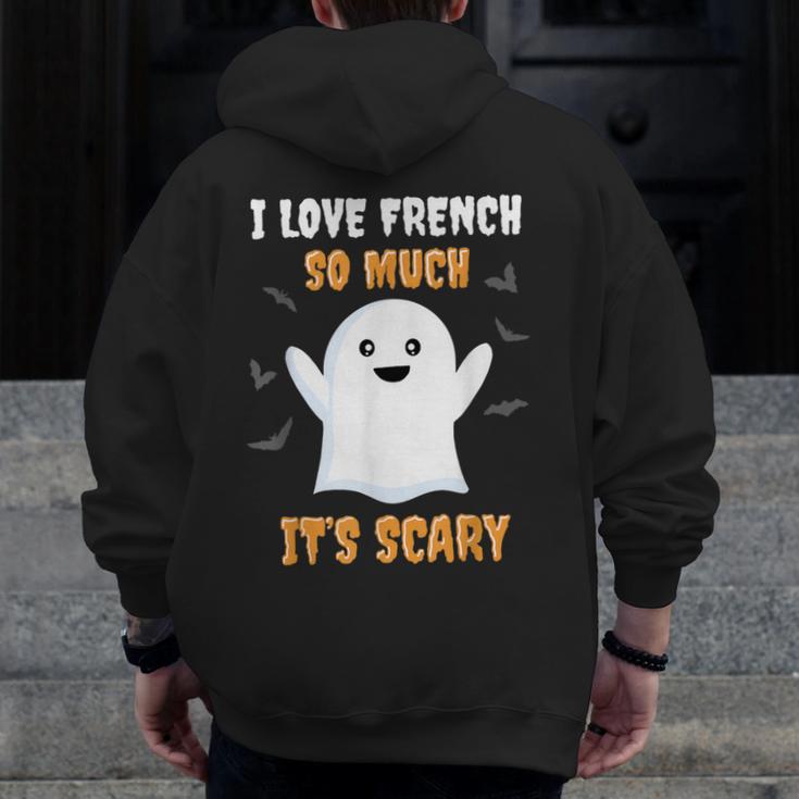 French Teacher Halloween French Class School Men Zip Up Hoodie Back Print, funny design French Teacher Halloween French Class School Men Zip Up Hoodie Back Print, funny design