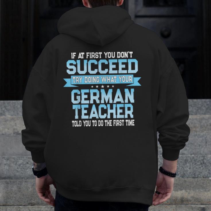 Fun German Teacher Appreciation Language Class Saying Men Zip Up Hoodie Back Print, German Teacher Gifts, funny design Fun German Teacher Appreciation Language Class Saying Men Zip Up Hoodie Back Print, German Teacher Gifts, funny design