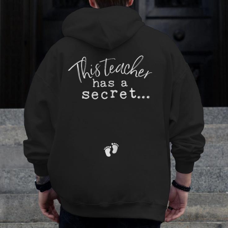 Fun Pregnant Teacher Announcement Idea- Footprints On Tummy Men Zip Up Hoodie Back Print, funny design