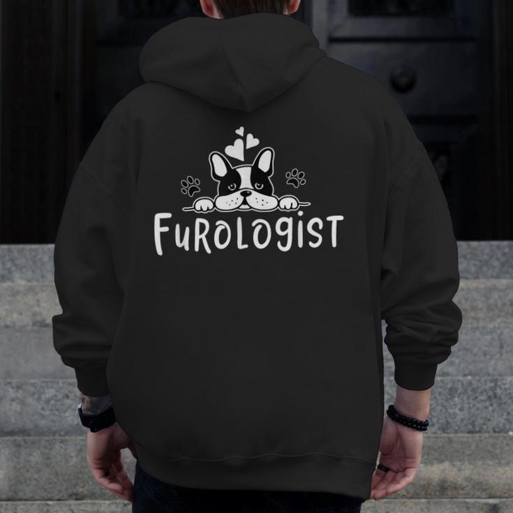 Furologist Puppy Stylist Cute Dog Groomer Men Women Men Zip Up Hoodie Back Print, funny design
