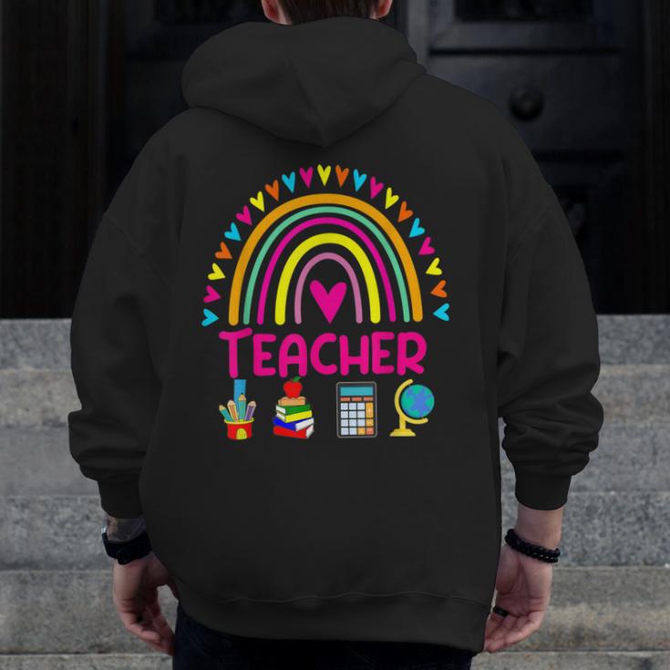 Future Kids Career Teacher Rainbow Boy Girl Graduations Men Zip Up Hoodie Back Print, Future Teacher Gifts, funny design