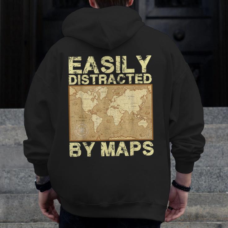 Geography Teacher Easily Distracted By Maps Men Zip Up Hoodie Back Print, funny design Geography Teacher Easily Distracted By Maps Men Zip Up Hoodie Back Print, funny design