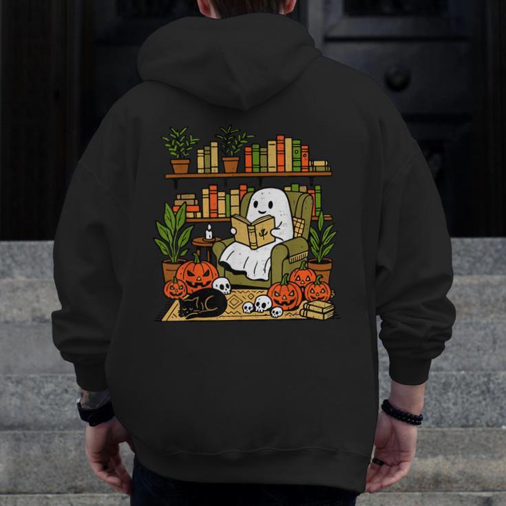 Ghost Library Reading Books Halloween Librarian Teacher Men Zip Up Hoodie Back Print, funny design Ghost Library Reading Books Halloween Librarian Teacher Men Zip Up Hoodie Back Print, funny design