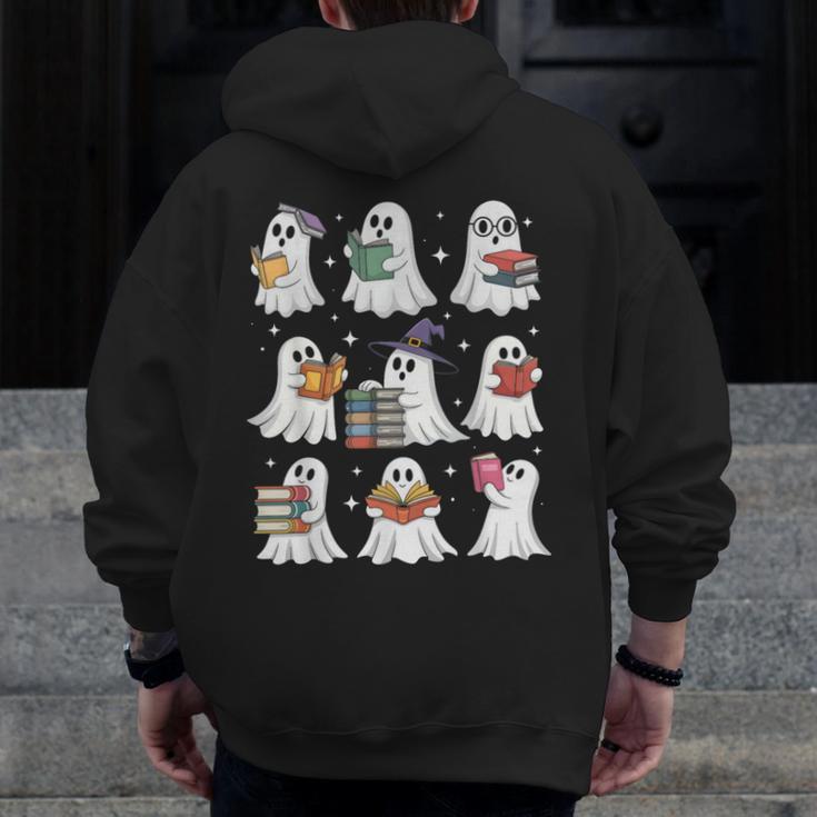 Ghost Reading Teacher Halloween Costume Librarian Book Lover Men Zip Up Hoodie Back Print, funny design Ghost Reading Teacher Halloween Costume Librarian Book Lover Men Zip Up Hoodie Back Print, funny design
