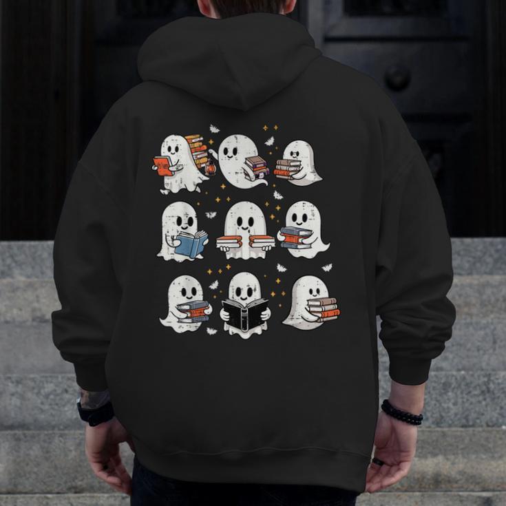 Ghosts With Books Library Halloween Men Women Kids Teacher Men Zip Up Hoodie Back Print, funny design Ghosts With Books Library Halloween Men Women Kids Teacher Men Zip Up Hoodie Back Print, funny design
