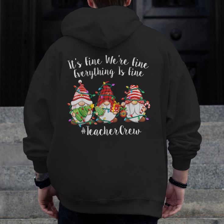 Gnome It's Fine I'm Fine Everything Is Fine Teacher Xmas Men Zip Up Hoodie Back Print, funny design Gnome It's Fine I'm Fine Everything Is Fine Teacher Xmas Men Zip Up Hoodie Back Print, funny design