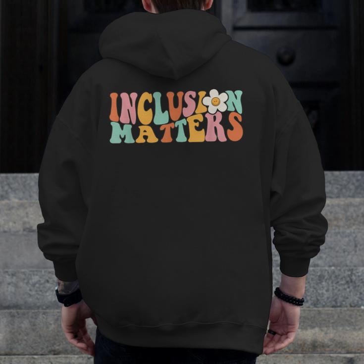Gnoovy Vintage Inclusion Matters Special Education Teacher Men Zip Up Hoodie Back Print, funny design Gnoovy Vintage Inclusion Matters Special Education Teacher Men Zip Up Hoodie Back Print, funny design