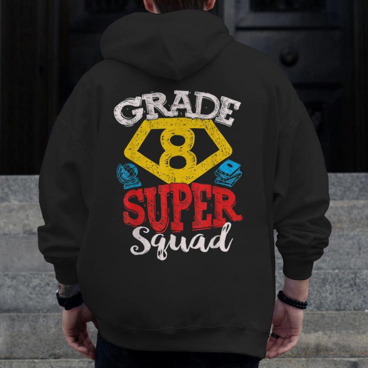Grade 8 Super Squad Superhero Teacher Team Men Zip Up Hoodie Back Print, Super Teacher Gifts, funny design