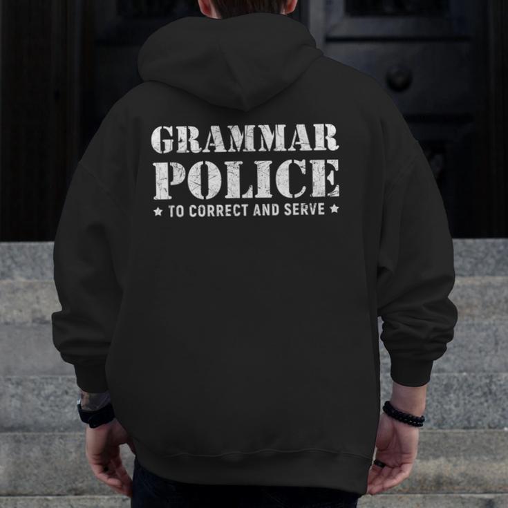 Grammar Police T Shirt English Teacher Men Zip Up Hoodie Back Print, English Teacher Gifts, funny design