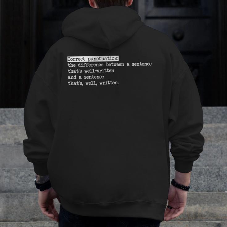 Grammar Teacher And Punny Punctuation Men Zip Up Hoodie Back Print, funny design