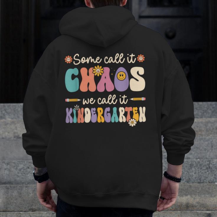 Groovy Some Call It Chaos We Call It Kindergarten Teacher Men Zip Up Hoodie Back Print, Groovy Teacher Gifts, funny design Groovy Some Call It Chaos We Call It Kindergarten Teacher Men Zip Up Hoodie Back Print, Groovy Teacher Gifts, funny design