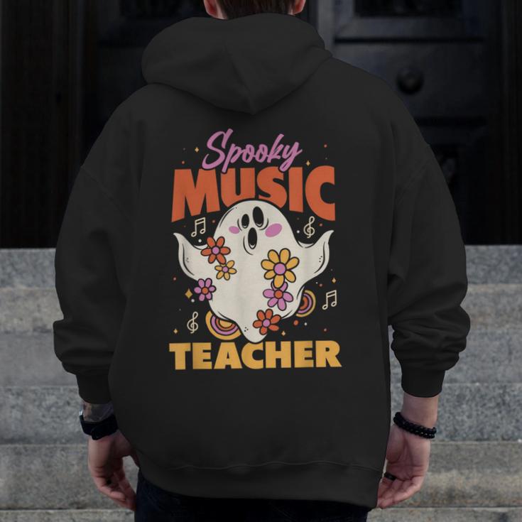 Groovy Faboolous Spooky Music Teacher Halloween Men Women Men Zip Up Hoodie Back Print, Groovy Teacher Gifts, funny design