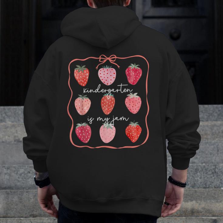 Groovy Kindergarten Is My Jam Strawberry Kinder Team Teacher Men Zip Up Hoodie Back Print, Groovy Teacher Gifts, funny design Groovy Kindergarten Is My Jam Strawberry Kinder Team Teacher Men Zip Up Hoodie Back Print, Groovy Teacher Gifts, funny design