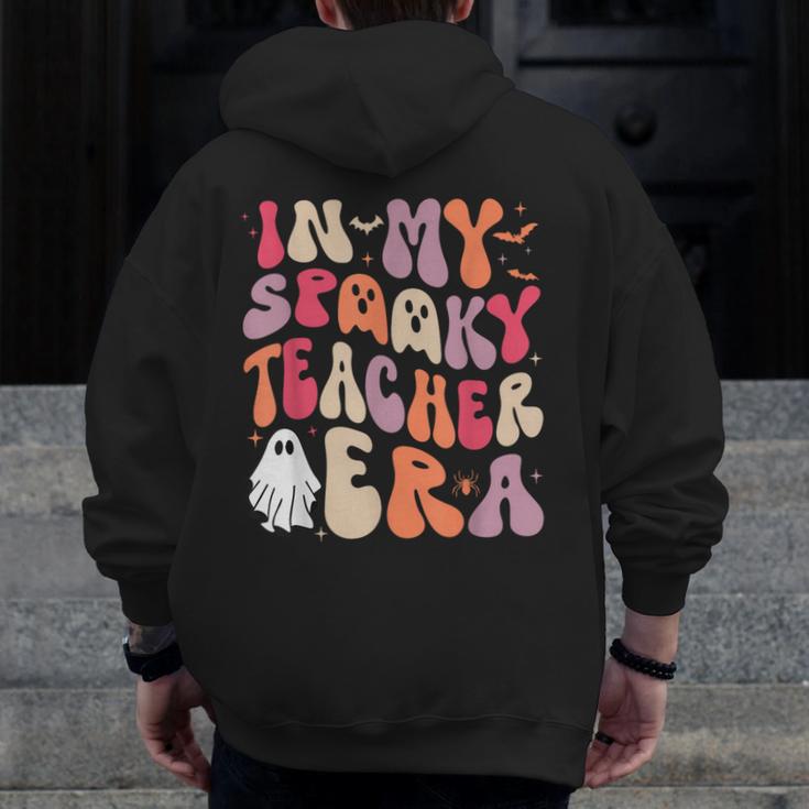 Groovy In My Spooky Teacher Era Halloween Party Boo Men Zip Up Hoodie Back Print, Groovy Teacher Gifts, funny design